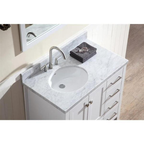 Image of Ariel Cambridge 37" White Modern Single Oval Sink Bathroom Vanity A037S-L-VO-WHT