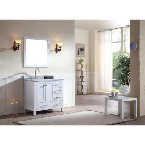 Image of Ariel Cambridge 37" White Modern Single Oval Sink Bathroom Vanity A037S-L-VO-WHT