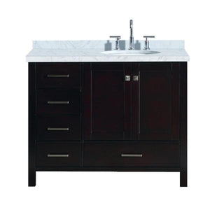 Ariel Cambridge 43" Espresso Modern Oval Sink Bathroom Vanity A043S-L-VO-ESP