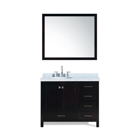 Image of Ariel Cambridge 43" Espresso Modern Oval Sink Bathroom Vanity With Mirror A043S-L-ESP
