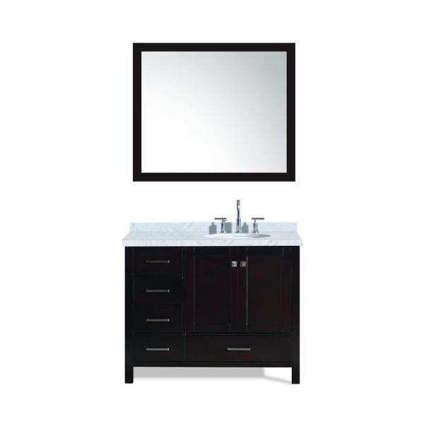 Ariel Cambridge 43" Espresso Modern Oval Sink Bathroom Vanity With Mirror A043S-L-ESP