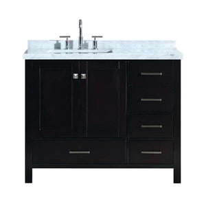 Ariel Cambridge 43" Espresso Modern Rectangle Single Sink Bathroom Vanity A043SLCWRVOESP