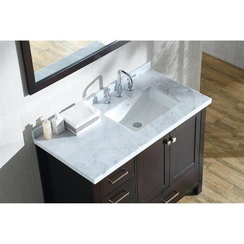 Ariel Cambridge 43" Espresso Modern Rectangle Single Sink Bathroom Vanity A043SLCWRVOESP