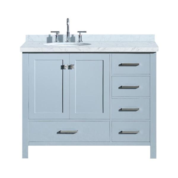 Ariel Cambridge 43" Grey Modern Oval Sink Bathroom Vanity A043S-L-VO-GRY