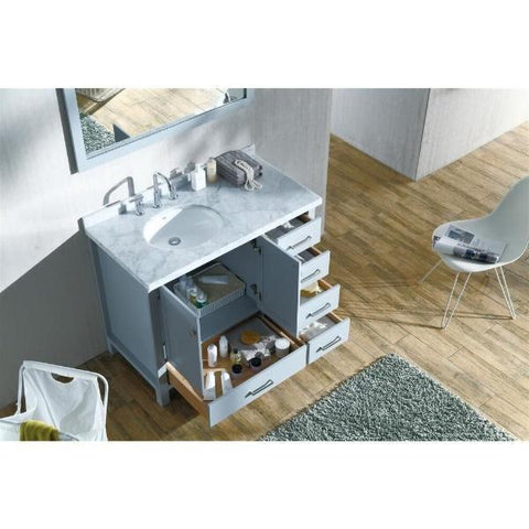Image of Ariel Cambridge 43" Grey Modern Oval Sink Bathroom Vanity With Mirror A043S-L-GRY
