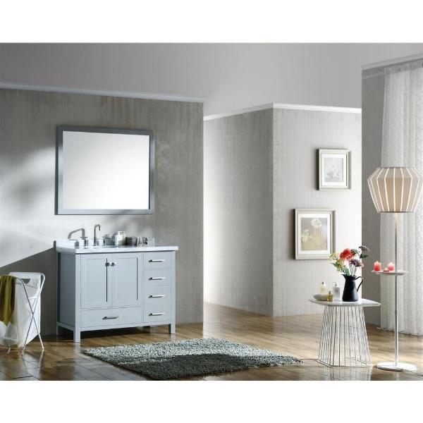 Ariel Cambridge 43" Grey Modern Oval Sink Bathroom Vanity With Mirror A043S-L-GRY