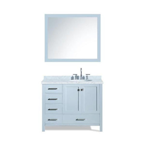 Image of Ariel Cambridge 43" Grey Modern Oval Sink Bathroom Vanity With Mirror A043S-L-GRY