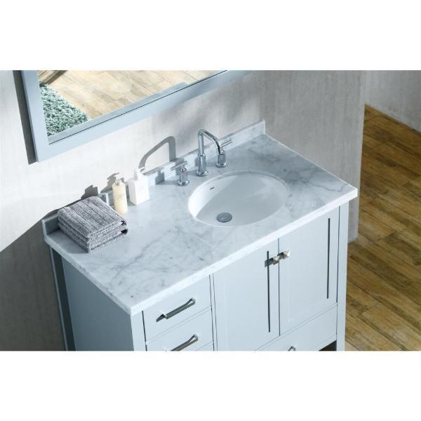 Ariel Cambridge 43" Grey Modern Oval Sink Bathroom Vanity With Mirror A043S-L-GRY