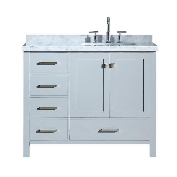 Ariel Cambridge 43" Grey Modern Rectangle Single Sink Bathroom Vanity A043SLCWRVOGRY A043SRCWRVOGRY