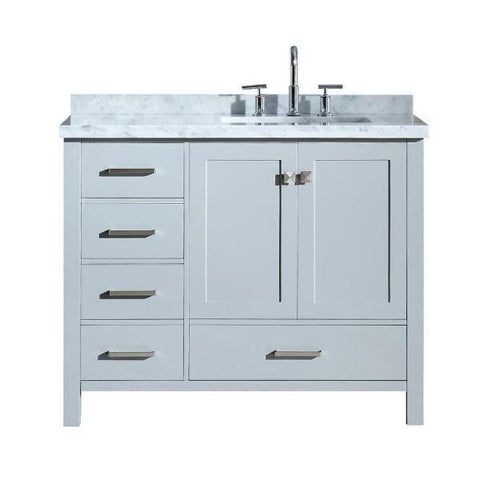 Ariel Cambridge 43" Grey Modern Rectangle Single Sink Bathroom Vanity A043SLCWRVOGRY A043SRCWRVOGRY