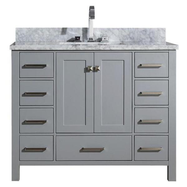 Ariel Cambridge 43" Grey Modern Rectangle Sink Bathroom Vanity A043S-CWR-GRY