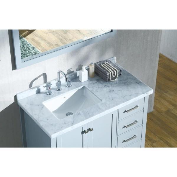 Ariel Cambridge 43" Grey Modern Rectangle Sink Bathroom Vanity A043S-L-CWR-WHT