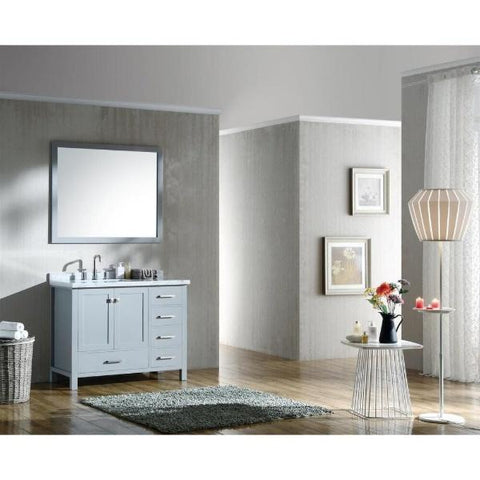 Image of Ariel Cambridge 43" Grey Modern Rectangle Sink Bathroom Vanity A043S-L-CWR-WHT