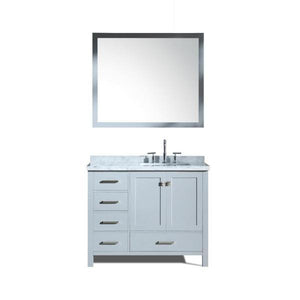 Ariel Cambridge 43" Grey Modern Rectangle Sink Bathroom Vanity A043S-L-CWR-WHT