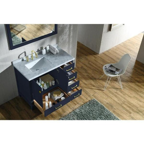 Image of Ariel Cambridge 43" Midnight Blue Modern Bathroom Vanity A043S-L-CWR-MNB