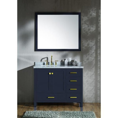 Image of Ariel Cambridge 43" Midnight Blue Modern Bathroom Vanity A043S-L-CWR-MNB
