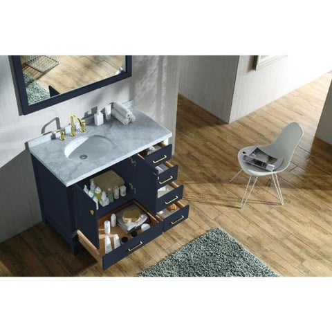 Image of Ariel Cambridge 43" Midnight Blue Modern Oval Sink Bathroom Vanity A043S-L-MNB