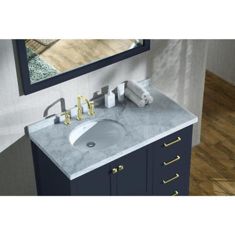Image of Ariel Cambridge 43" Midnight Blue Modern Oval Sink Bathroom Vanity A043S-L-MNB