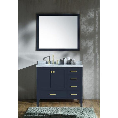 Ariel Cambridge 43" Midnight Blue Modern Oval Sink Bathroom Vanity A043S-L-MNB