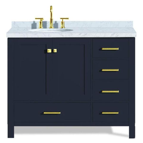 Ariel Cambridge 43" Midnight Blue Modern Oval Sink Bathroom Vanity A043S-L-MNB