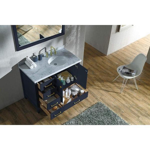 Ariel Cambridge 43" Midnight Blue Modern Oval Sink Bathroom Vanity A043S-R-MNB