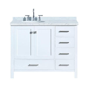 Ariel Cambridge 43" White Modern Oval Sink Bathroom Vanity A043S-L-VO-WHT