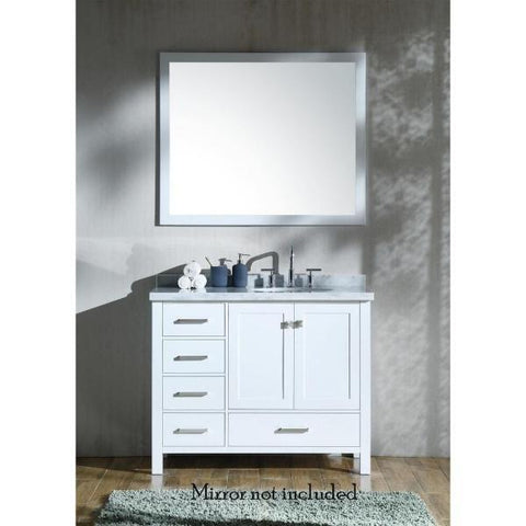 Image of Ariel Cambridge 43" White Modern Oval Sink Bathroom Vanity A043S-L-VO-WHT