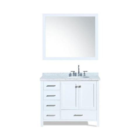 Image of Ariel Cambridge 43" White Modern Oval Sink Bathroom Vanity With Mirror A043S-L-WHT
