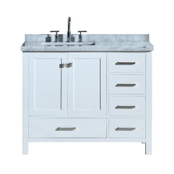 Ariel Cambridge 43" White Modern Rectangle Single Sink Bathroom Vanity A043SLCWRVOWHT