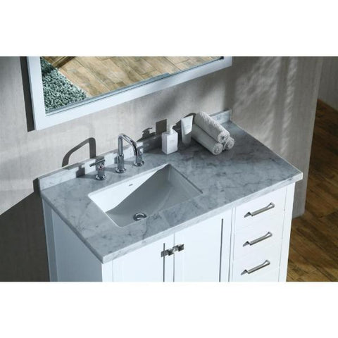 Image of Ariel Cambridge 43" White Modern Rectangle Single Sink Bathroom Vanity A043SLCWRVOWHT