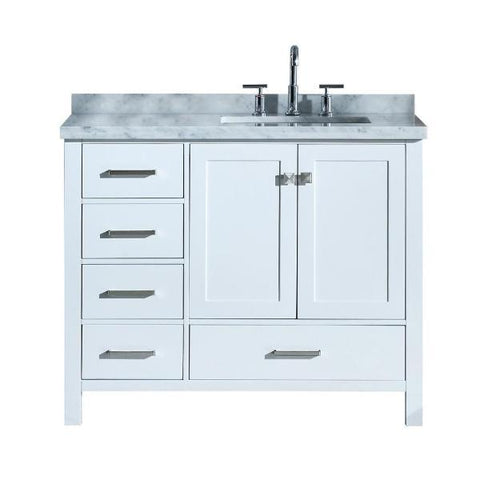 Image of Ariel Cambridge 43" White Modern Rectangle Single Sink Bathroom Vanity A043SLCWRVOWHT