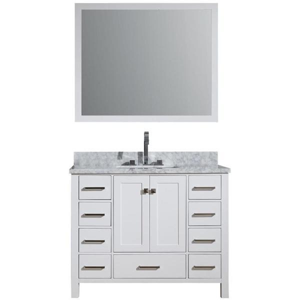 Ariel Cambridge 43" White Modern Rectangle Sink Bathroom Vanity A043S-CWR-WHT