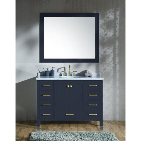 Image of Ariel Cambridge 49" Midnight Blue Modern Oval Sink Bathroom Vanity A049S-MNB