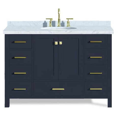 Image of Ariel Cambridge 49" Midnight Blue Modern Oval Sink Bathroom Vanity A049S-MNB A049S-VO-MNB
