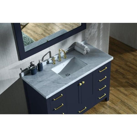 Image of Ariel Cambridge 49" Midnight Blue Modern Rectangle Sink Bathroom Vanity A049S-CWR-MNB