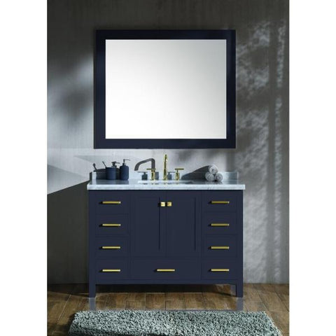 Image of Ariel Cambridge 49" Midnight Blue Modern Rectangle Sink Bathroom Vanity A049S-CWR-MNB