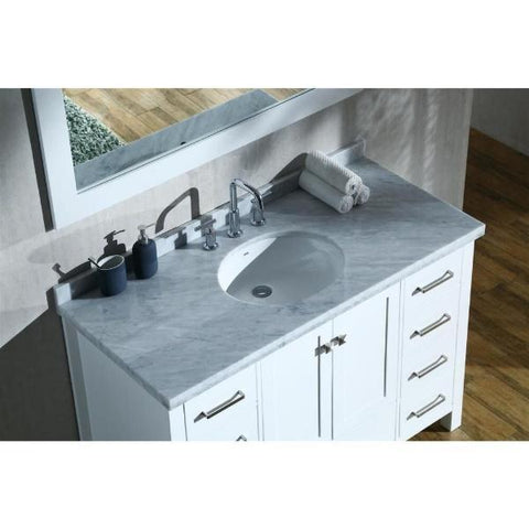 Image of Ariel Cambridge 49" White Modern Oval Sink Bathroom Vanity A049S-WHT