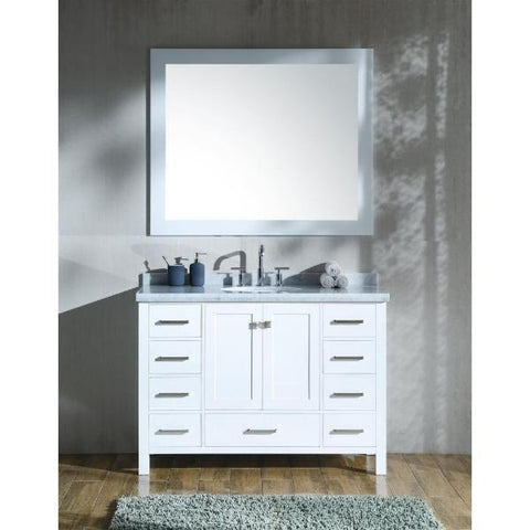 Image of Ariel Cambridge 49" White Modern Oval Sink Bathroom Vanity A049S-WHT