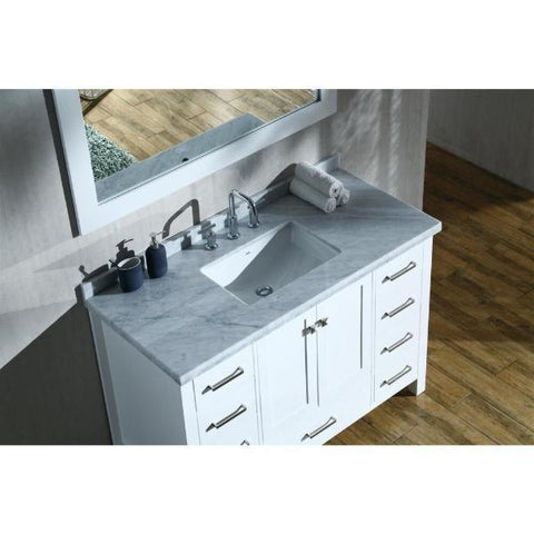 Image of Ariel Cambridge 49" White Modern Rectangle Sink Bathroom Vanity A049S-CWR-WHT