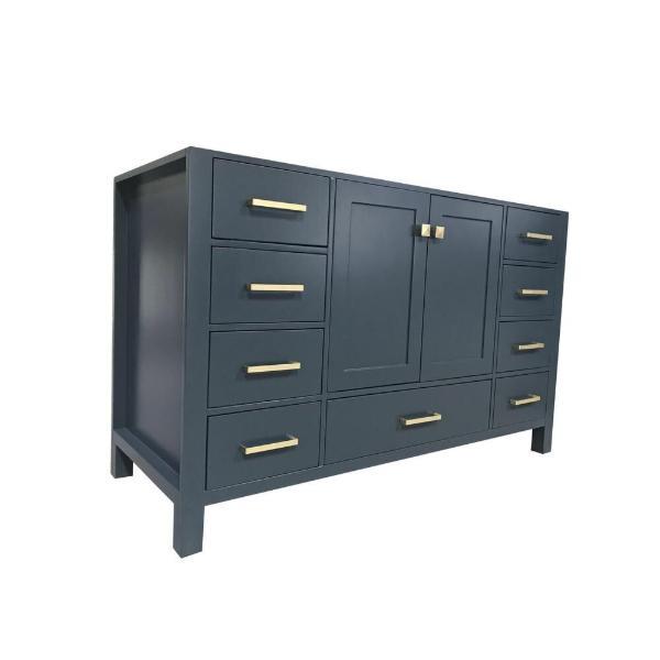 Ariel Cambridge 54" Midnight Blue Transitional Vanity Base Cabinet A055S-BC-MNB A055S-BC-MNB