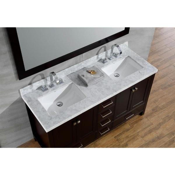 Ariel Cambridge 55" Espresso Modern Double Rectangle Sink Vanity A061D-CWR-ESP