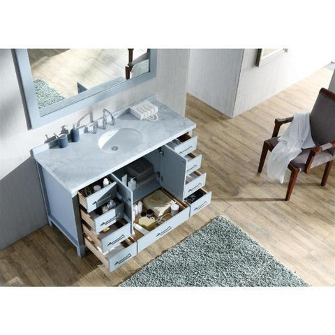 Image of Ariel Cambridge 55" Grey Modern Oval Sink Bathroom Vanity A055S-GRY