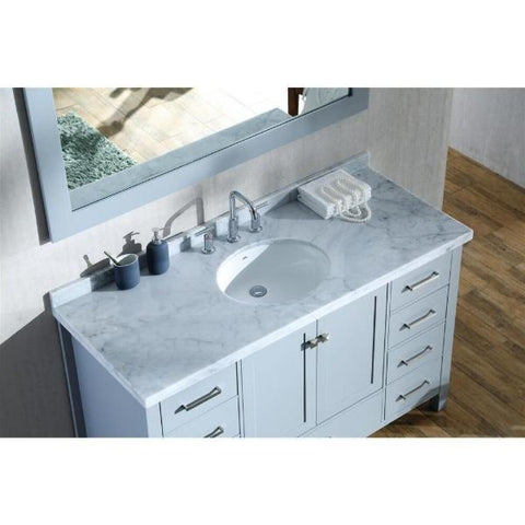 Image of Ariel Cambridge 55" Grey Modern Oval Sink Bathroom Vanity A055S-GRY
