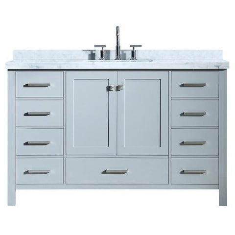 Ariel Cambridge 55" Grey Modern Rectangle Sink Bathroom Vanity A055S-CWR-GRY