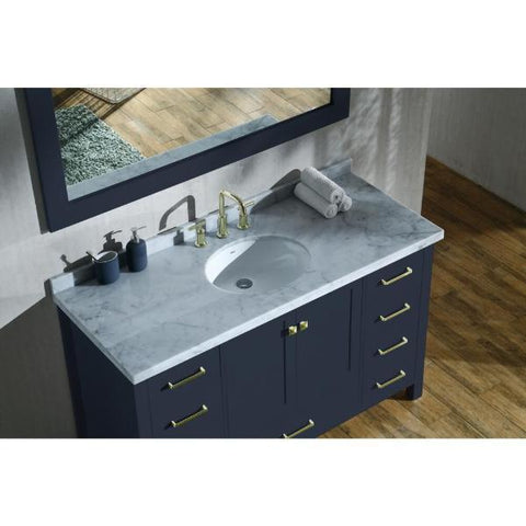 Image of Ariel Cambridge 55" Midnight Blue Modern Oval Sink Bathroom Vanity A055S-MNB