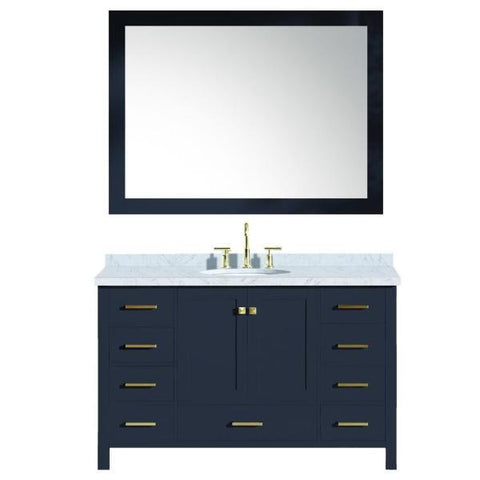 Image of Ariel Cambridge 55" Midnight Blue Modern Oval Sink Bathroom Vanity A055S-MNB A055S-MNB
