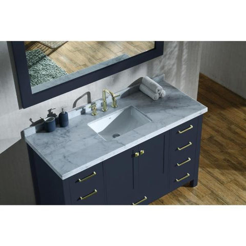 Image of Ariel Cambridge 55" Midnight Blue Modern Rectangle Sink Bathroom Vanity A055S-CWR-MNB