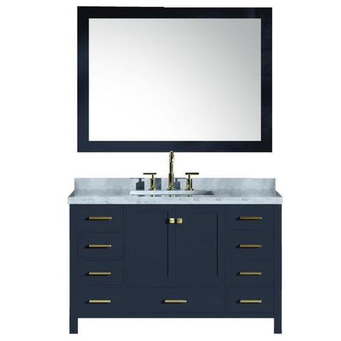 Image of Ariel Cambridge 55" Midnight Blue Modern Rectangle Sink Bathroom Vanity A055S-CWR-MNB A055S-CWR-MNB