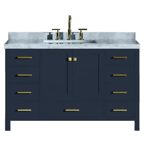 Image of Ariel Cambridge 55" Midnight Blue Modern Rectangle Sink Bathroom Vanity A055S-CWR-MNB A055SCWRVOMNB