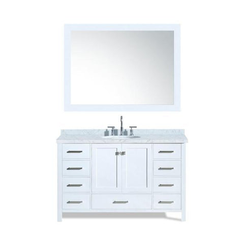 Ariel Cambridge 55" White Modern Oval Sink Bathroom Vanity A055S-WHT